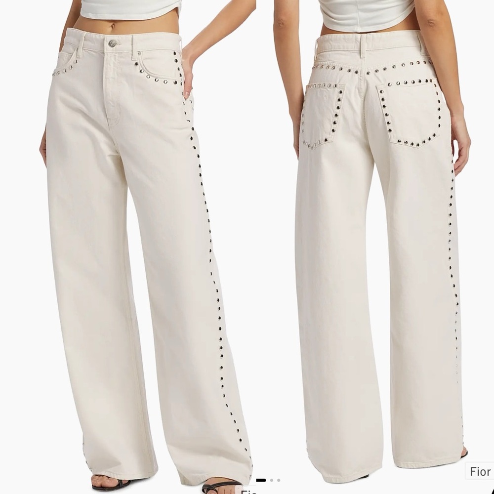 Reformation Cream Studded Women Jeans